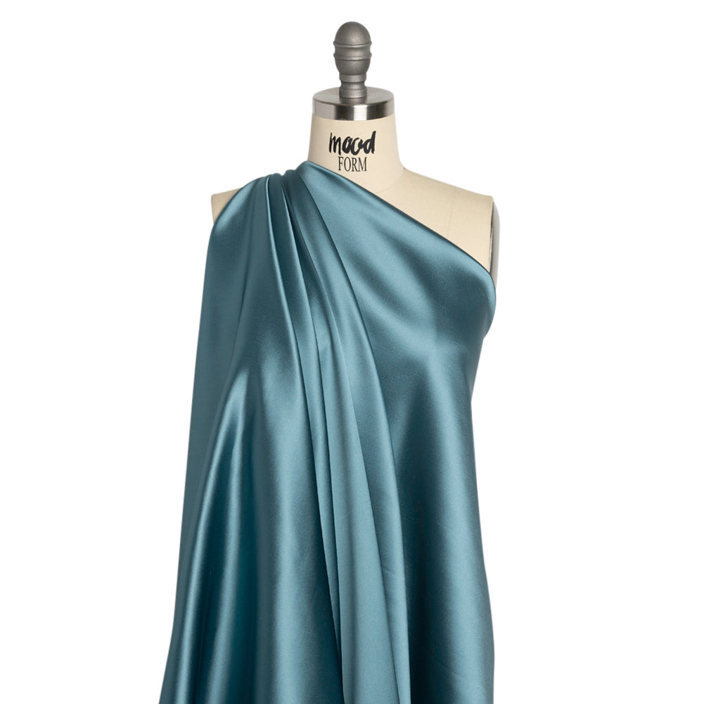 Stretch Satin Made in Italy - Country Blue with White Backing - Premium Collection