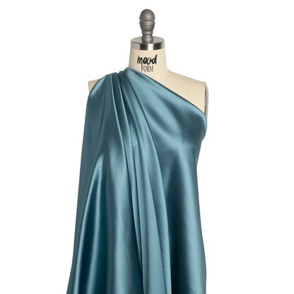 Stretch Satin Made in Italy - Country Blue with White Backing - Premium Collection