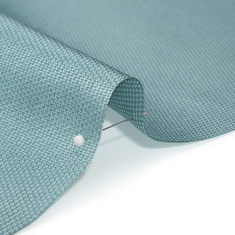 Polyester and Silk Mikado Pique Made in Italy - Cameo Blue - Premium Collection