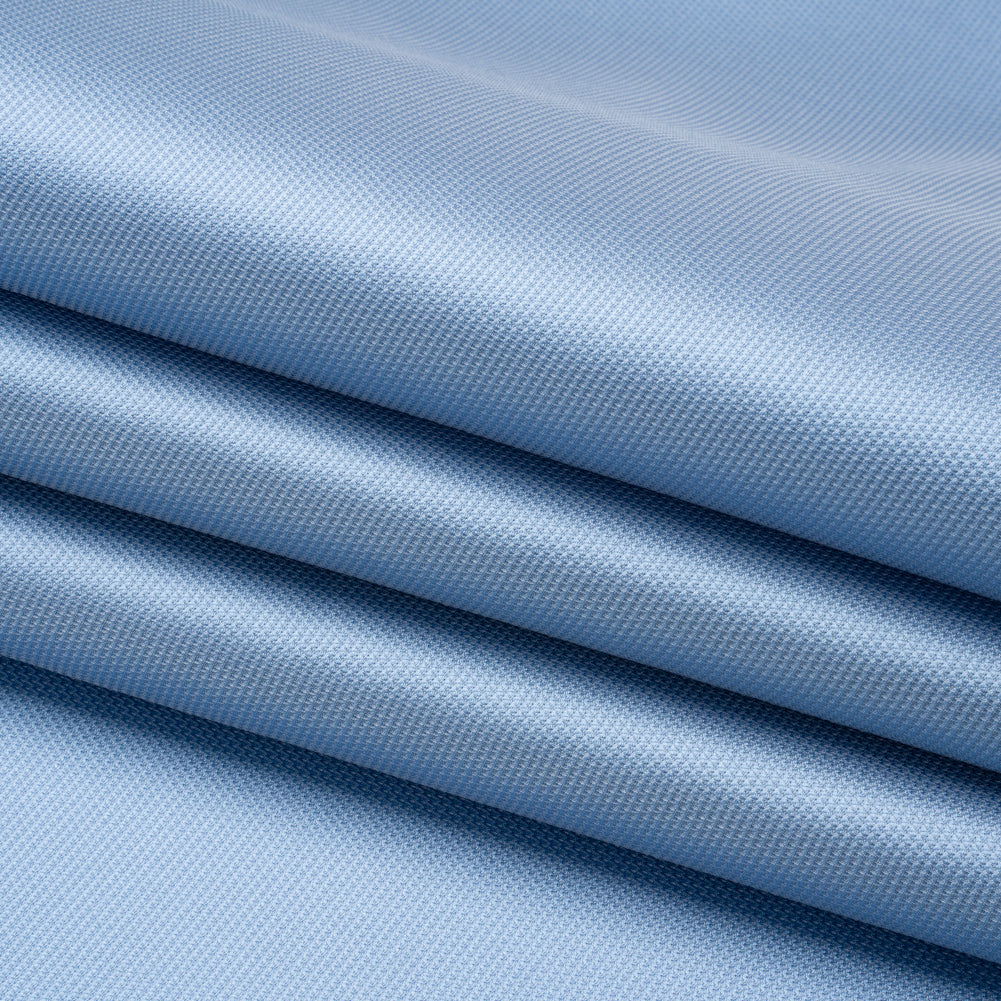 Polyester and Silk Mikado Pique Made in Italy - Placid Blue - Premium Collection