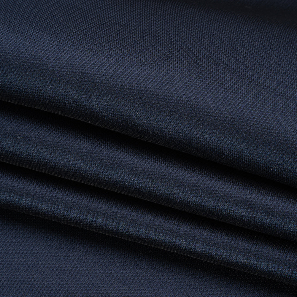 Polyester and Silk Mikado Pique Made in Italy - Navy - Premium Collection