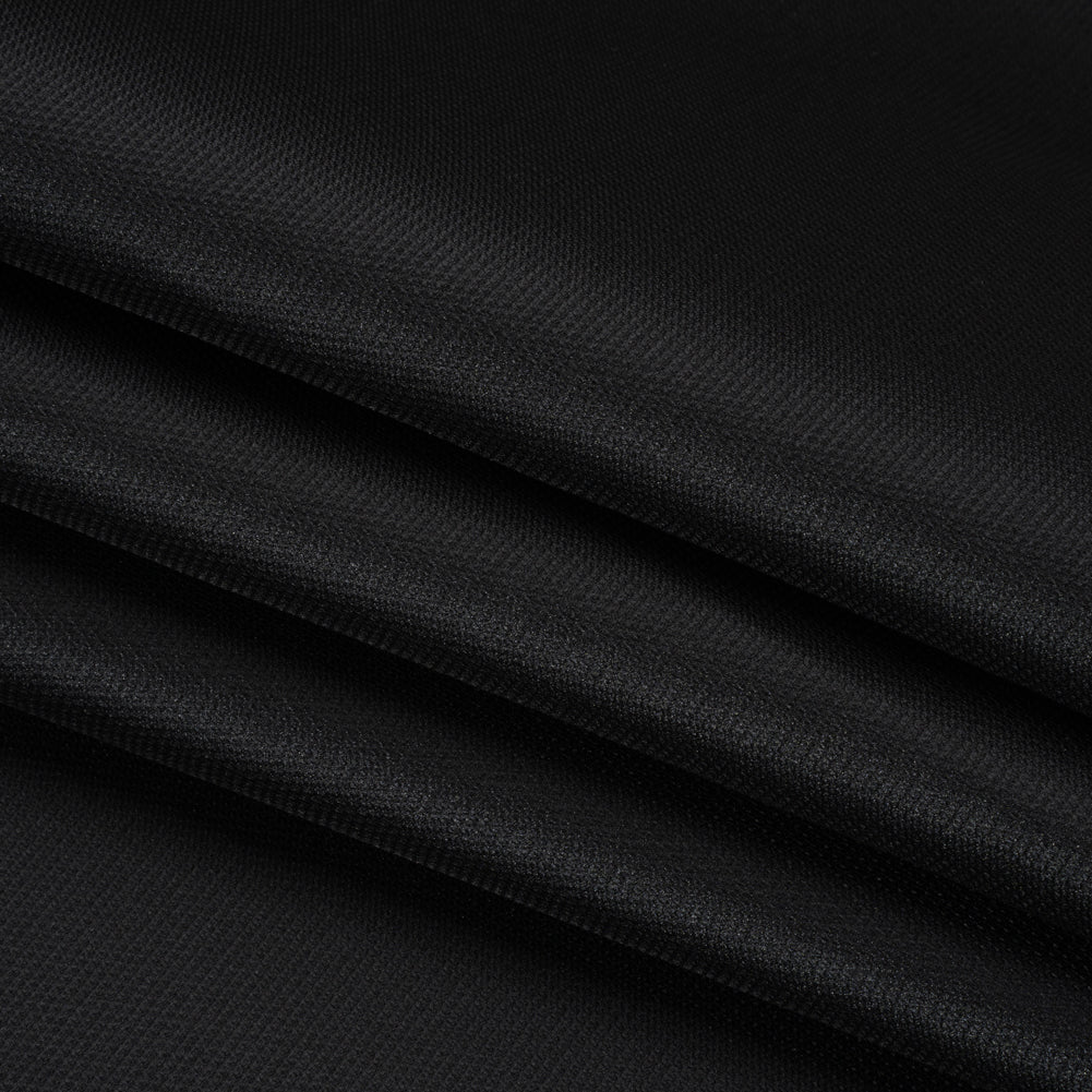 Polyester and Silk Mikado Pique Made in Italy - Black - Premium Collection