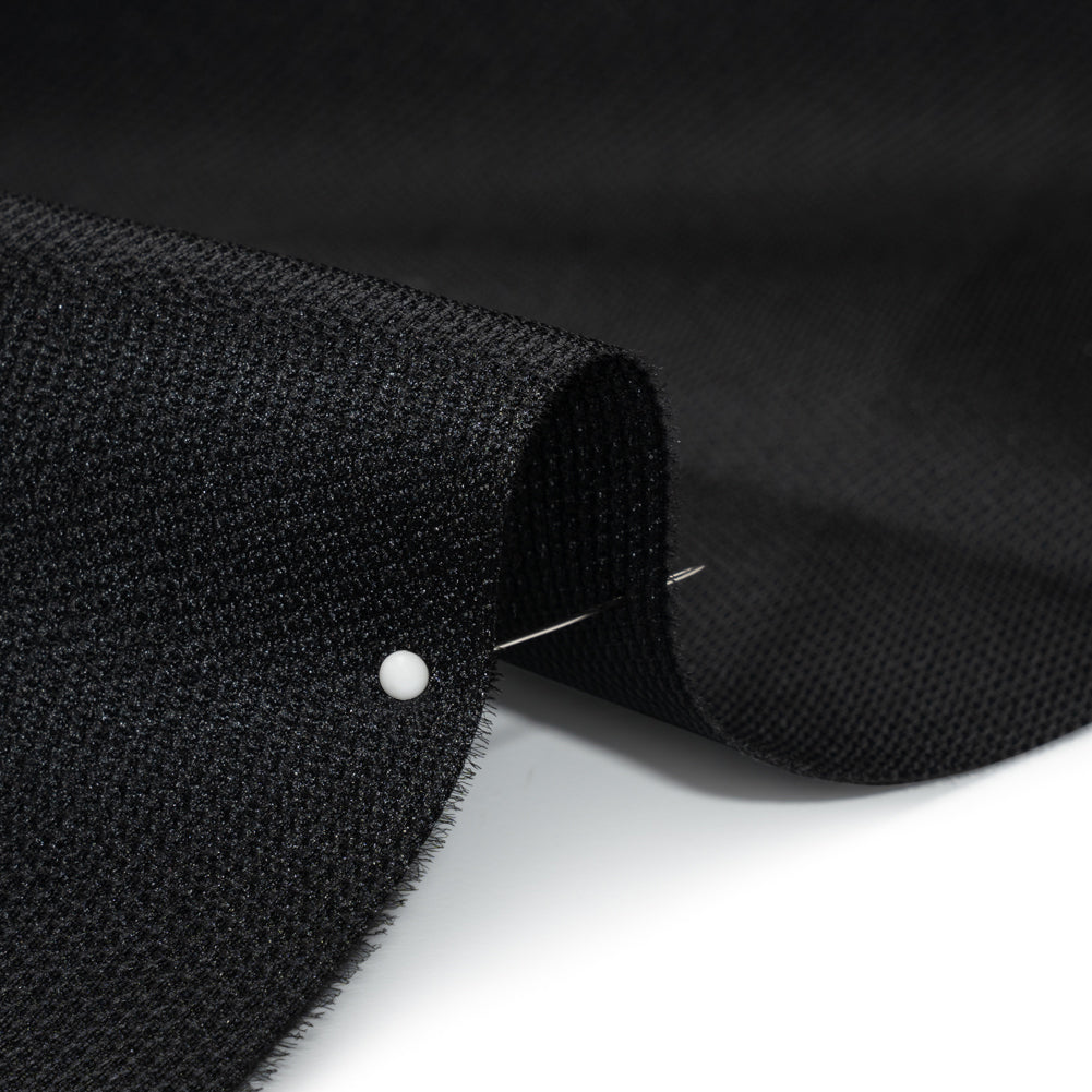 Polyester and Silk Mikado Pique Made in Italy - Black - Premium Collection