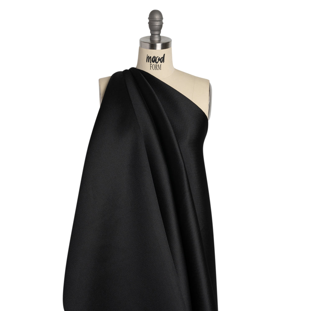 Polyester and Silk Mikado Pique Made in Italy - Black - Premium Collection
