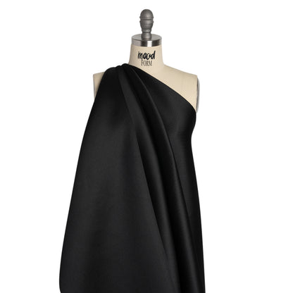 Polyester and Silk Mikado Pique Made in Italy - Black - Premium Collection