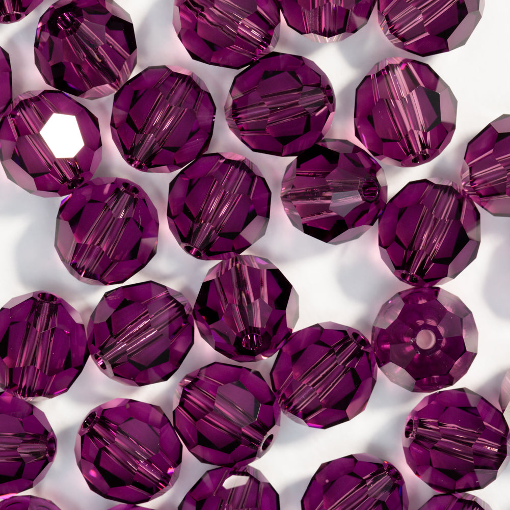 Amethyst Classic Round Swarovski Rhinestone Beads Folded