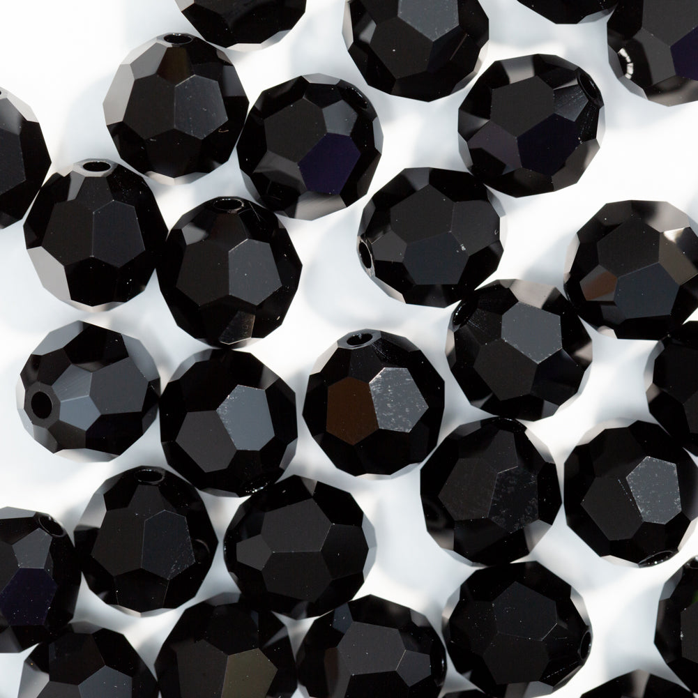 Jet Classic Round Swarovski Rhinestone Beads Folded