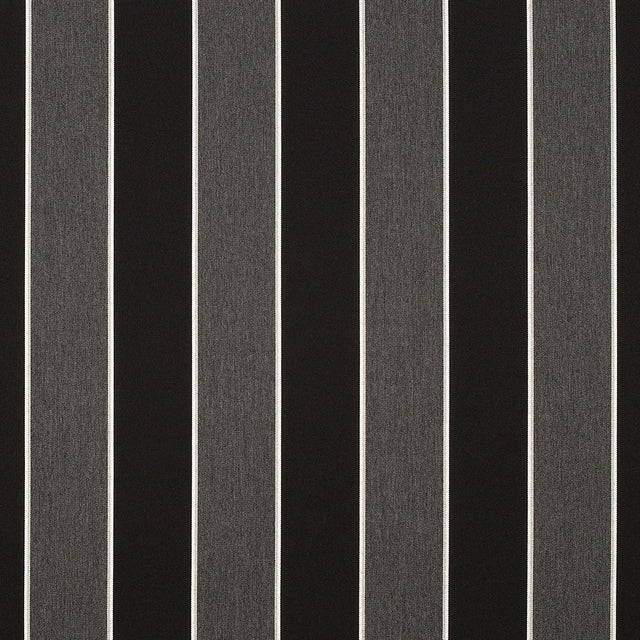 Peyton Upholstery Woven by Sunbrella - Granite Gray and Black Awning Stripes