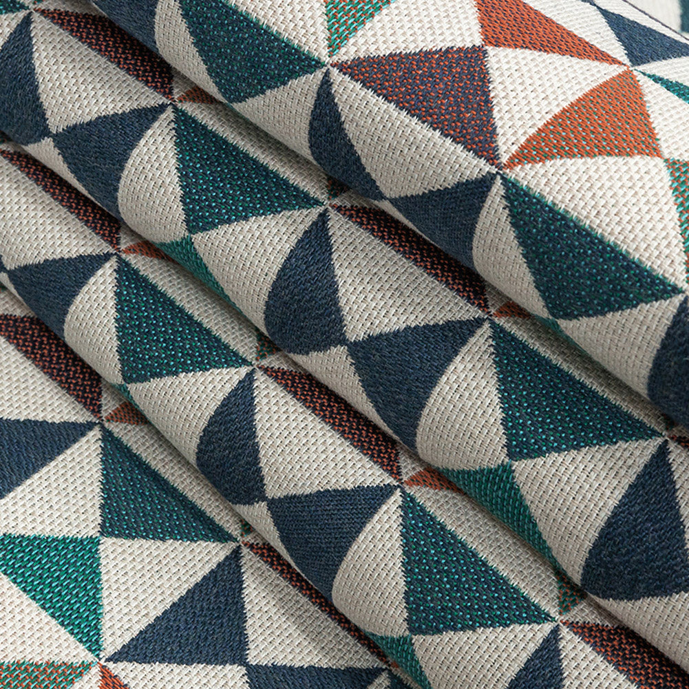 Array Upholstery Woven by Sunbrella - Caribbean Blue and Orange Geometric Folded
