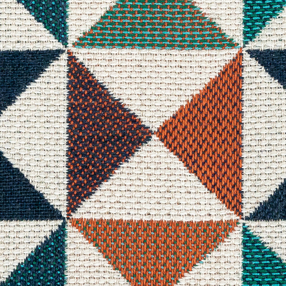 Array Upholstery Woven by Sunbrella - Caribbean Blue and Orange Geometric Detail
