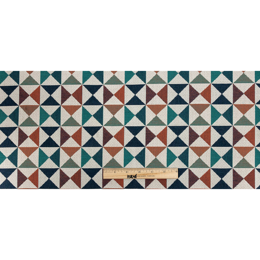 Array Upholstery Woven by Sunbrella - Caribbean Blue and Orange Geometric Full