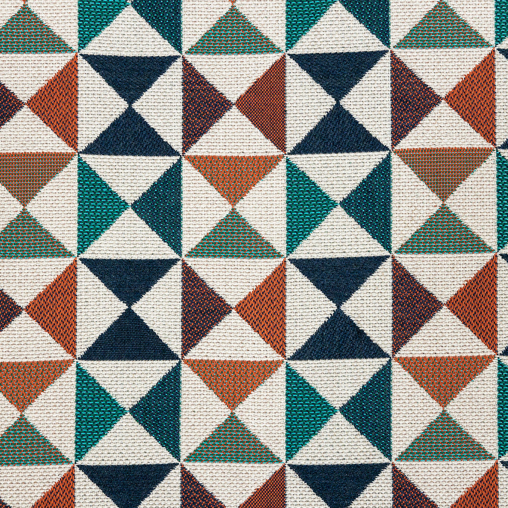 Array Upholstery Woven by Sunbrella - Caribbean Blue and Orange Geometric