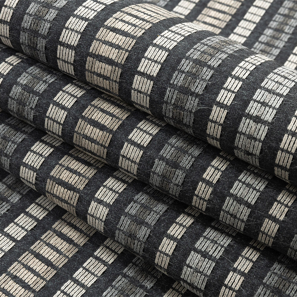 Esti Upholstery Woven by Sunbrella - Onyx Broken Stripes Folded