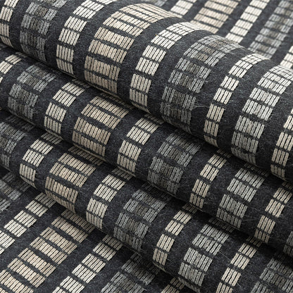 Esti Upholstery Woven by Sunbrella - Onyx Broken Stripes Folded