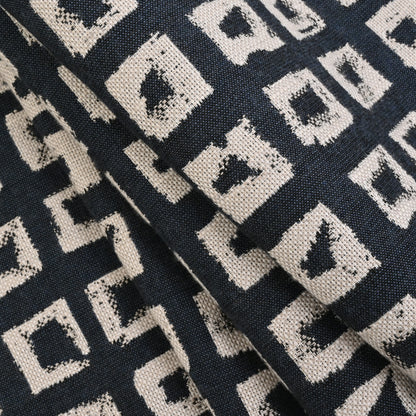 Kindle Jacquard by Sunbrella - Indigo Organic Squares Folded