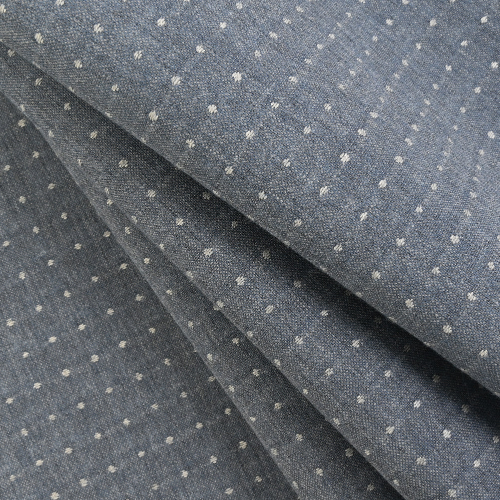 Lure Upholstery Woven by Sunbrella - Denim Blue Polka Dots Folded