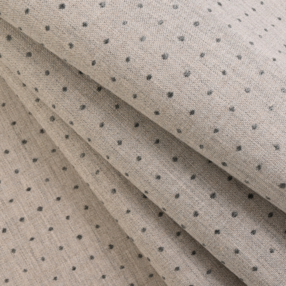 Lure Upholstery Woven by Sunbrella - Pebble Beige Polka Dots Folded