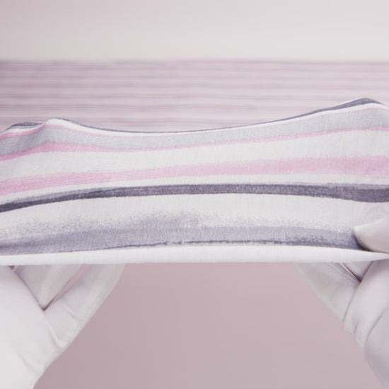 Pink, Gray and White Painterly Stripes Stretch Rayon Jersey - Image 6 of 6