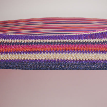 Trina Turk Pink, Orange and Navy Metallic Striped Viscose and Polyester Sweater Knit