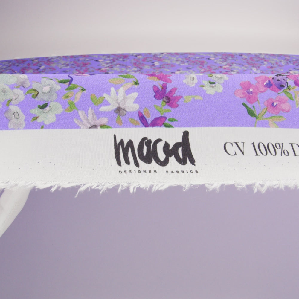 Sustainable Viscose Woven Print - Lavender Butterflies and Flowers - Mood Exclusive Mariposa Oasis - Image 5 of 5