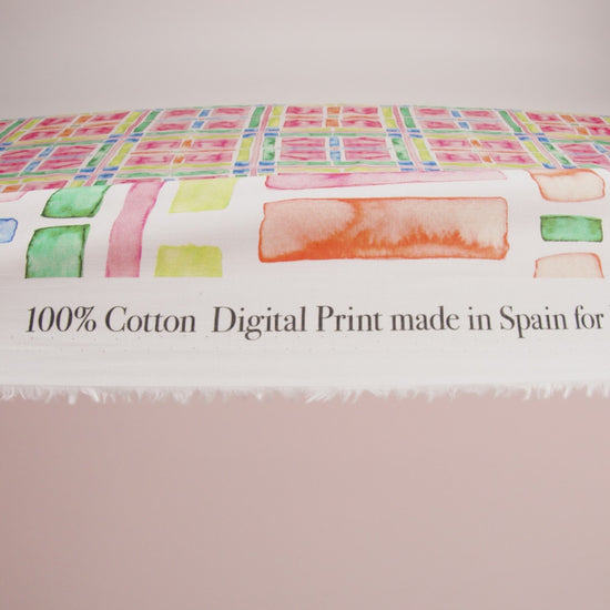 Cotton Voile - Rainbow Watercolor Plaid - Jujube Jubilee Print - Mood Exclusive Sugar Collection