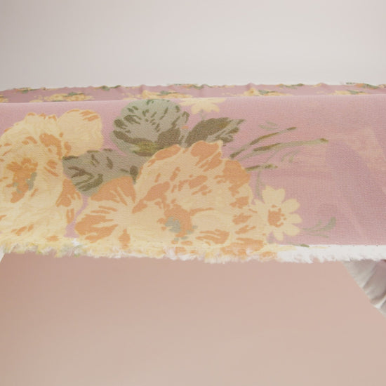 Viscose Georgette Print by The Reformation - Dusty Pink, Light Pastel Yellow and Golden Orange Floral - Deadstock - Image 6 of 6