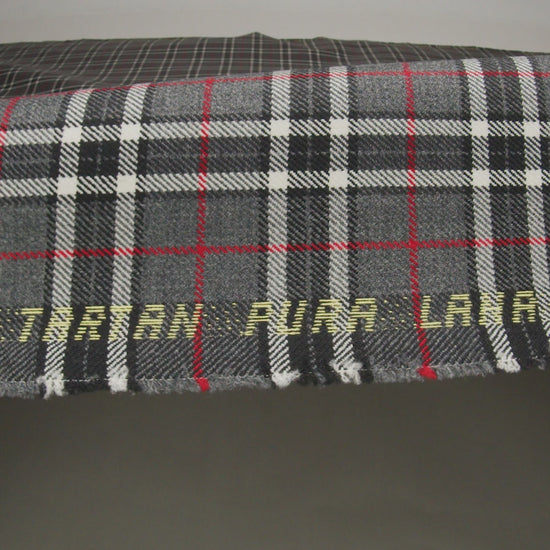 Virgin Wool Twill Made in Italy - Gray, Black and Red Classic Plaid