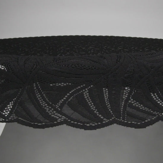 Stretch Raschel Lace with Finished Edges - Black Flying Fans - Image 6 of 6