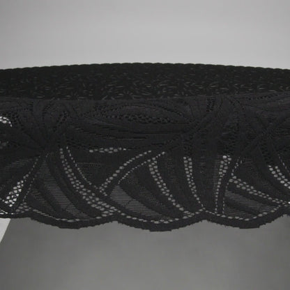 Stretch Raschel Lace with Finished Edges - Black Flying Fans