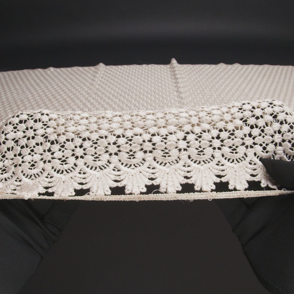 Guipure Lace - Bleached Sand Dots with Fancy Border