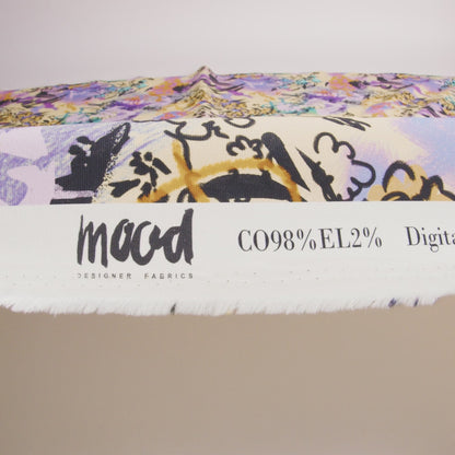 Stretch Cotton Canvas Print - Purple and Yellow Graffiti - Mood Exclusive Graffiti Lane
