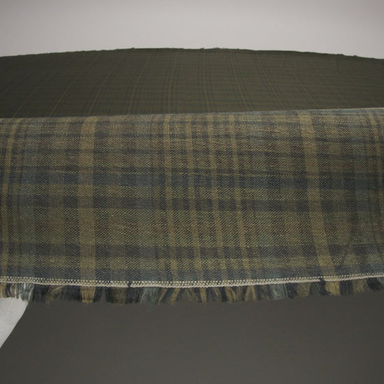Medium Weight Linen Woven - Olive, Evergreen and Black Plaid