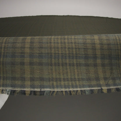 Medium Weight Linen Woven - Olive, Evergreen and Black Plaid
