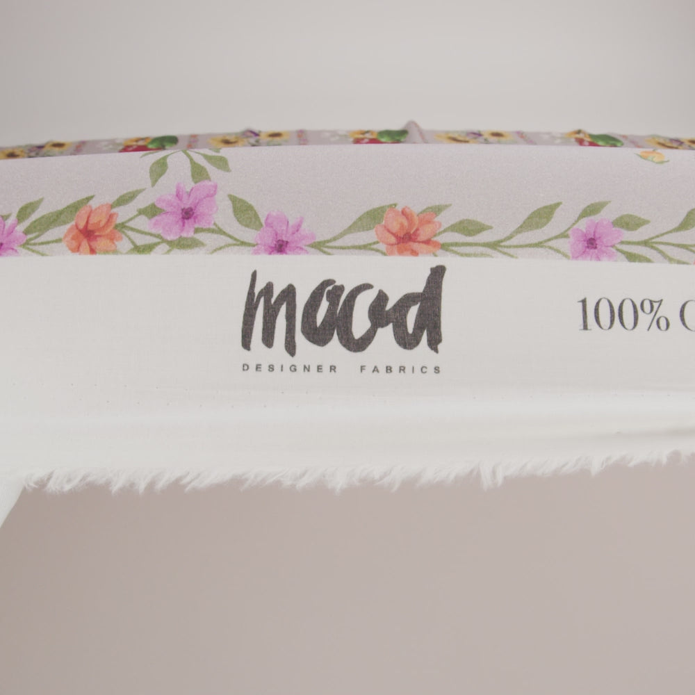 Cotton Voile Print - Beige, Yellow and Purple Floral and Vegetable Grid - Mood Exclusive Sunday with Nonna - Image 6 of 6