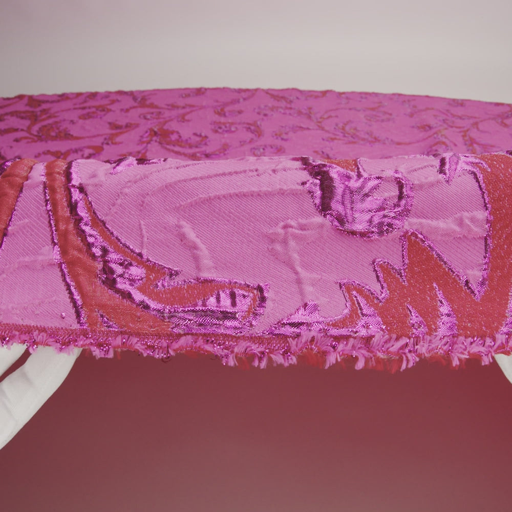 Metallic Magenta, Red and Hot Pink Scrolls Luxury Brocade - Image 5 of 5