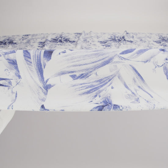 Organic Viscose Batiste - Estate Blue and White Tropical Oasis - Loreto Collection - Image 5 of 6