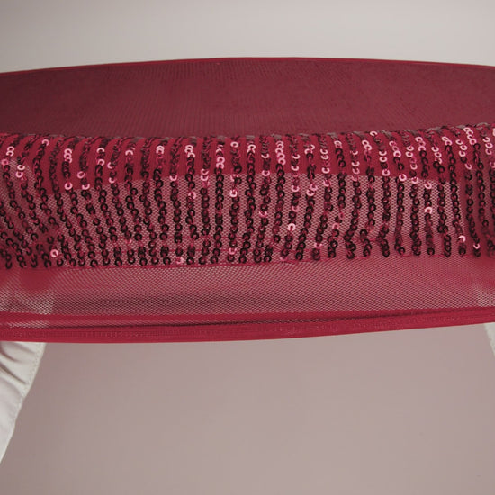 Recycled Polyester Circle Sequin Stripes on Stretch Mesh - Tango Red - Transcendent Collection
