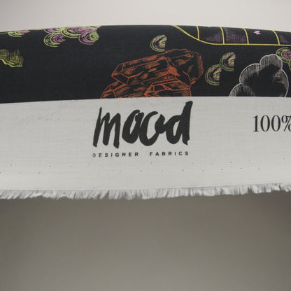 Cotton Voile - Black Trees and Windows - Summer Nights Print - Mood Exclusive Citrus Collection