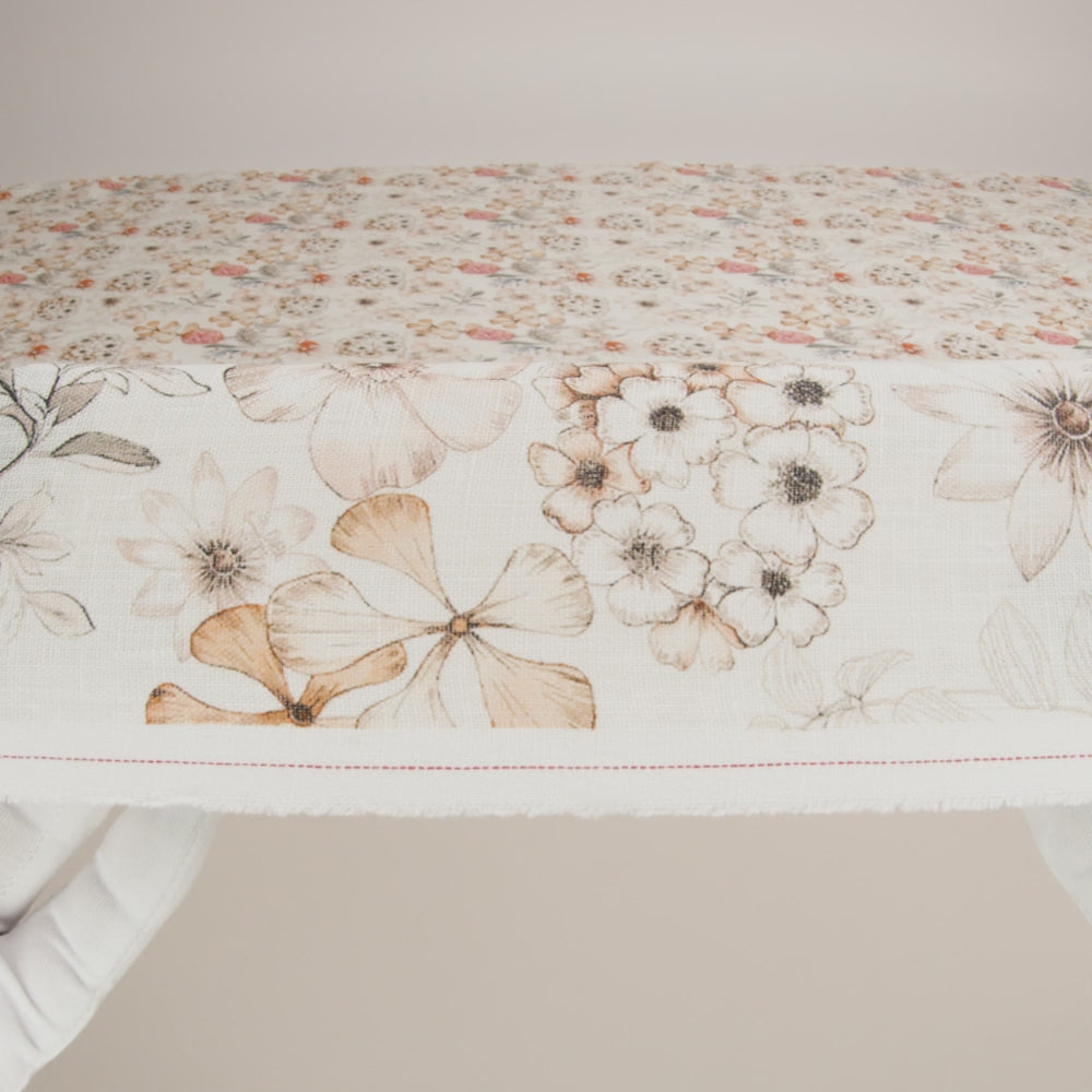 Peach, Red and White Floral Lightweight Linen Woven - Image 6 of 6
