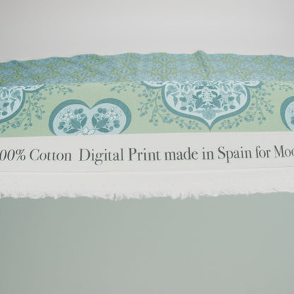 Cotton Voile Print - Green and Blue Floral Tiles - Mood Exclusive Rosalind and Celia