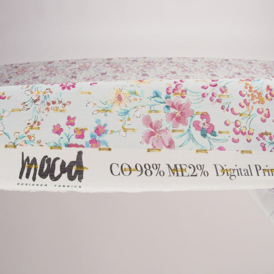 Cotton Voile Print with Metallic Dots - Baby Blue Floral - Mood Exclusive Celestial Serendipity