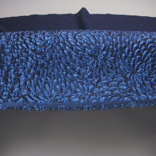 Metallic Royal Blue Floral Double-Layer Organza Brocade