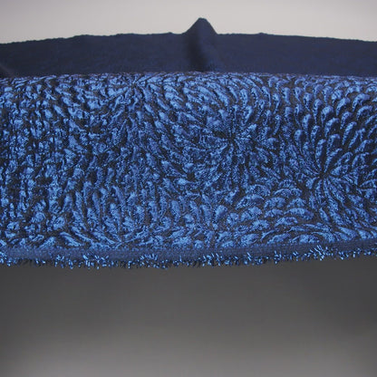 Metallic Royal Blue Floral Double-Layer Organza Brocade