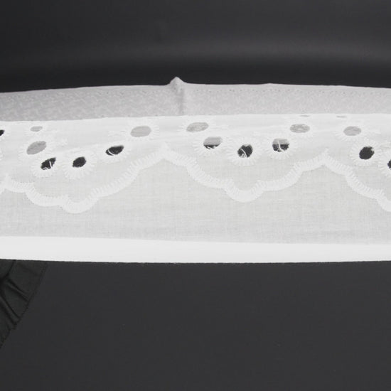 Embroidered Eyelet Cotton Voile - White Flowers and Swirls with Scalloped Borders - Naomi Collection