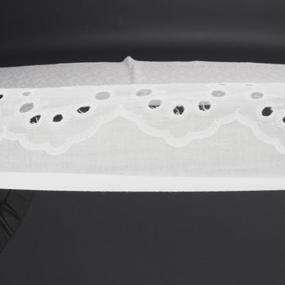 Embroidered Eyelet Cotton Voile - White Flowers and Swirls with Scalloped Borders - Naomi Collection