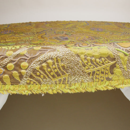 Metallic Gold, Yellow and Periwinkle Organic Flow Luxury Brocade
