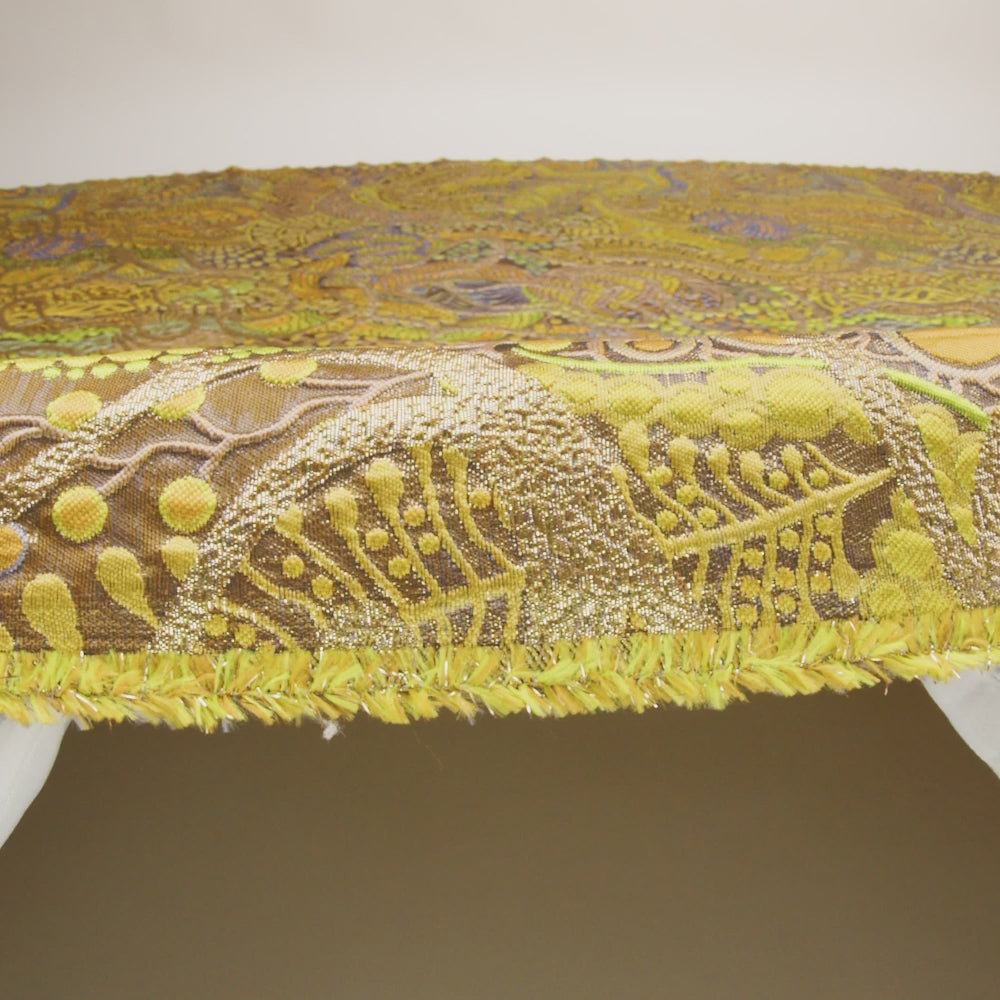 Metallic Gold, Yellow and Periwinkle Organic Flow Luxury Brocade