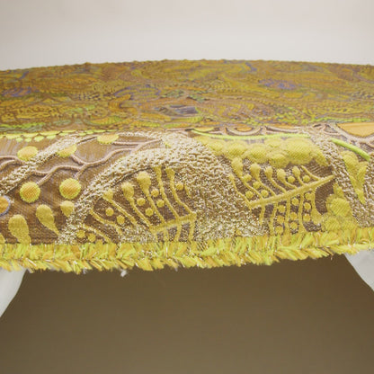 Metallic Gold, Yellow and Periwinkle Organic Flow Luxury Brocade