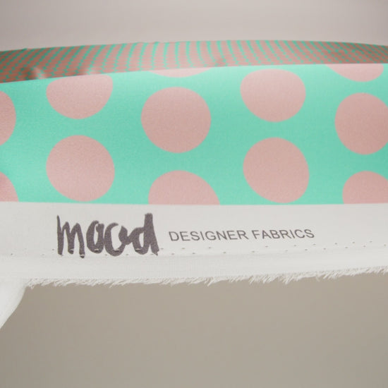 Silk Charmeuse Print 16MM, Made in Italy - Turquoise and Peach Polka Dot Gradients