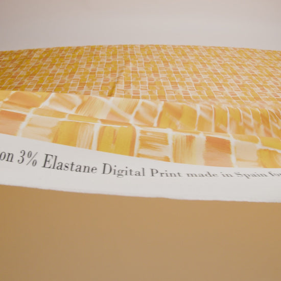 Stretch Cotton Sateen - Yellow Painted Squares - Swatch Me Print - Mood Exclusive Citrus Collection